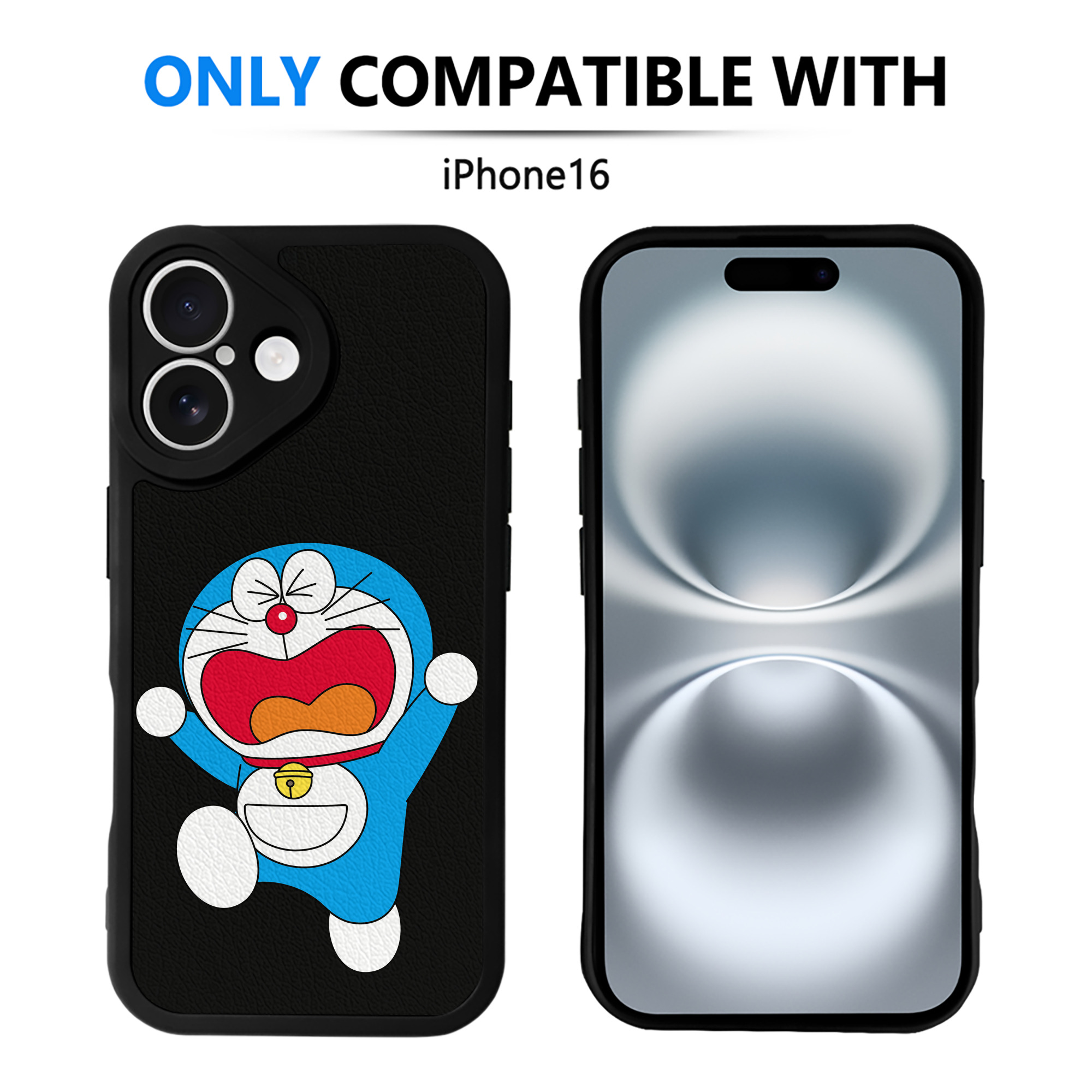 （画像用） ドラえもん Doraemon 【iPhone 16シリーズ対応】シリコンスマホケース（レザー調） 材質：シリコン